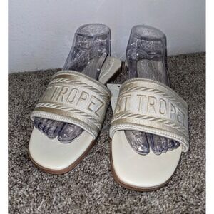 A New Day St Tropez Slide Sandals Cream/Natural‎ Slip On Flats Size 9.5 NWT